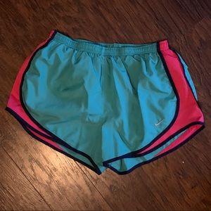 Large Teal and Pink Nike Athletic Shorts